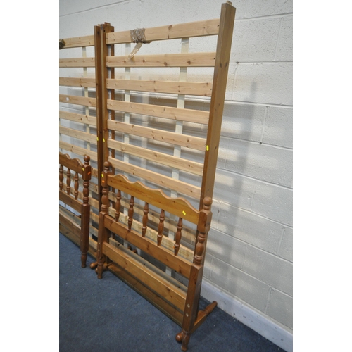 1317 - TWO MODERN PINE SINGLE BEDSTEADS, with bolts