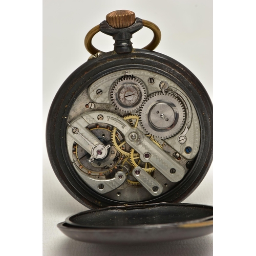 10 - AN 'ACIER GARANTI' CALANDER POCKET WATCH, manual wind, white dial, with four subsidiary dials, openw... 