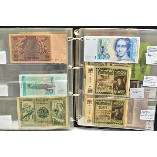 103 - ELEVEN ALBUMS OF WORLD BANKNOTES WITH VARIOUS GRADES AND COUNTRIES, 2x white Five Pounds Peppiatt 19... 