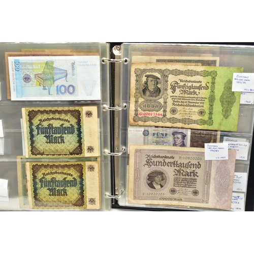 103 - ELEVEN ALBUMS OF WORLD BANKNOTES WITH VARIOUS GRADES AND COUNTRIES, 2x white Five Pounds Peppiatt 19... 