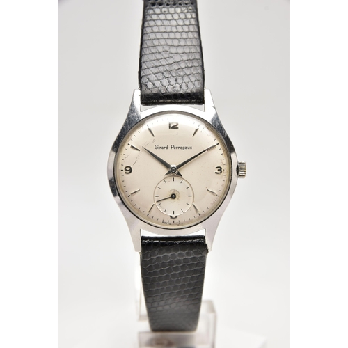 39 - A GENTS 'GIRARD-PERREGAUX' WRISTWATCH, manual wind, round cream dial signed 'Girard-Perregaux', Arab... 