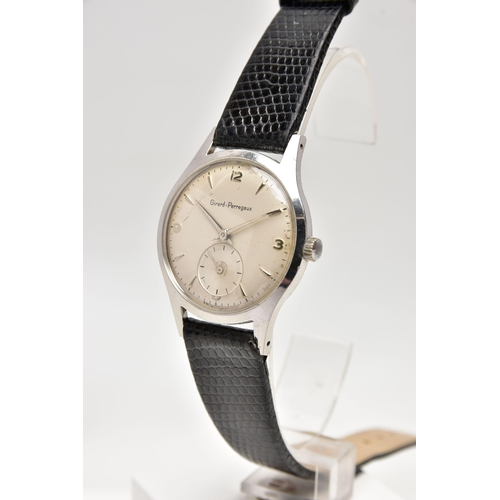 39 - A GENTS 'GIRARD-PERREGAUX' WRISTWATCH, manual wind, round cream dial signed 'Girard-Perregaux', Arab... 