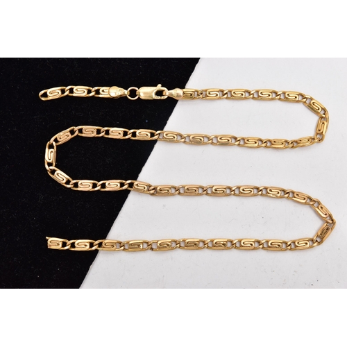 42 - A 9CT GOLD CHAIN, AF flat Byzantine chain, fitted with a lobster clasp, hallmarked 9ct Sheffield imp... 