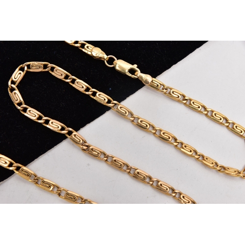 42 - A 9CT GOLD CHAIN, AF flat Byzantine chain, fitted with a lobster clasp, hallmarked 9ct Sheffield imp... 