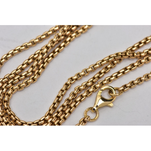 49 - A 9CT GOLD BOX LINK BELCHER CHAIN, fitted with a lobster clasp, hallmarked 9ct Birmingham, length 60... 