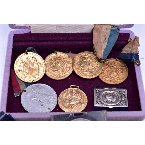 83 - A SMALL BOX OF ASSORTED MEDALS, to include 'The Italy Star' missing ribbon, 'The Burma Star' fitted ... 