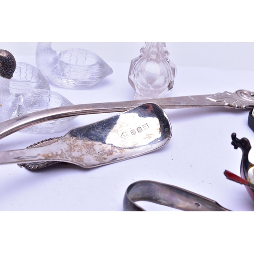 89 - A BOX OF ASSORTED SILVER AND ITEMS, to include a silver fiddle pattern ladle, hallmarked 'Bernard Ha... 