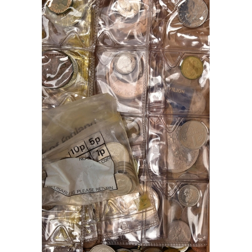 98 - A SMALL BOX CONTAINING MIXED COINAGE, together with some distressed banknotes