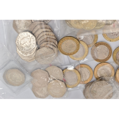 99 - A PARCEL OF UK COINAGE, to include 2011 50p coins for  the olympics with some key coins offside etc,... 