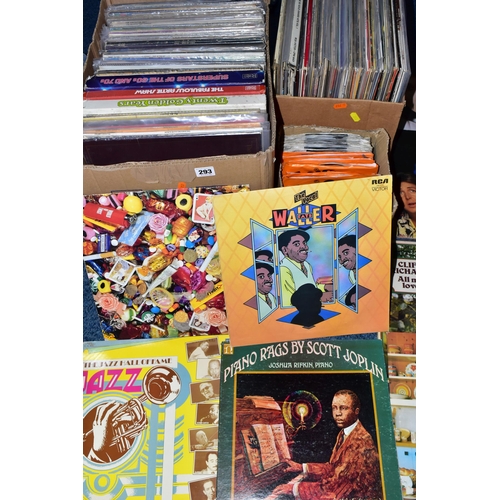 293 - THREE BOXES CONTAINING OVER ONE HUNDRED AND TWENTY LPs, SIXTY ONE 7in SINGLES BY JOHNNY NASH and 33 ... 