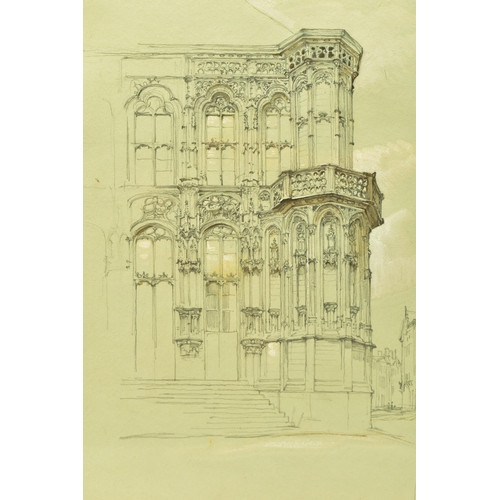 302 - ATTRIBUTED TO WILLIAM CALLOW (1812-1908) 'GHENT', a sketch of the corner of a building, titled and i... 