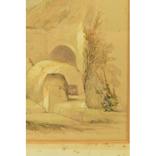 311 - DAVID ROBERTS (1796-1864) 'THE TOMB OF JOSEPH AT SHECHEM', two figures wearing Middle Eastern clothi... 