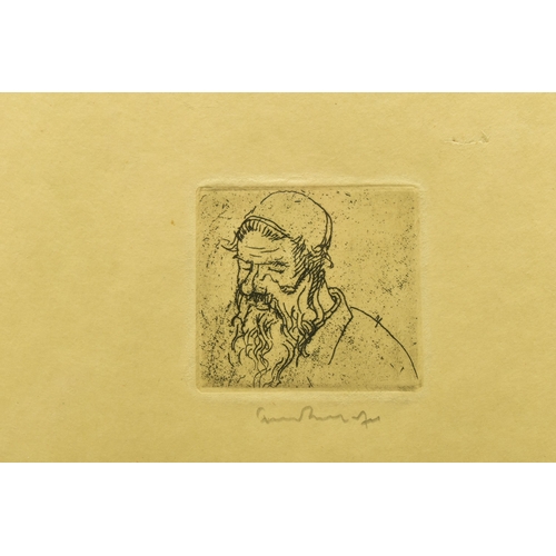 312 - FRANK BRANGWYN (1867-1956) AN ETCHING OF A MAN WITH A HAND WRITTEN PERSONAL INSCRIPTION, the etching... 