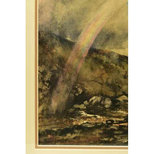 318 - CECIL GORDON LAWSON (1849-1882) 'THE DOONE VALLEY', a rain drenched Devon landscape with rainbow, si... 