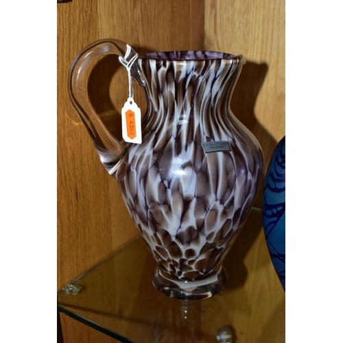 341 - AN 'EVOLUTION' BY WATERFORD JUG AND AN OKRA GLASS VASE, comprising Waterford 'Urban Safari Pitcher',... 