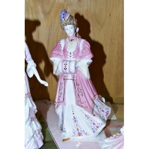 343 - THREE COALPORT LIMITED EDITION 'LA BELLE EPOQUE' FIGURINES, for Compton & Woodhouse, comprising Lady... 