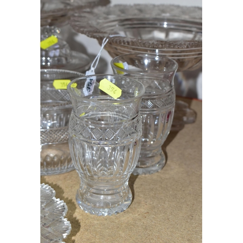 354 - TWELVE PIECES OF 19TH AND 20TH CENTURY CUT GLASS TABLE AND STEMWARE, comprising a set of three water... 