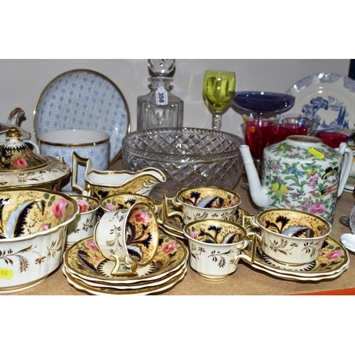 358 - A GROUP OF 19TH AND 20TH CENTURY CERAMICS AND GLASSWARE, including an early Victorian sixteen piece ... 