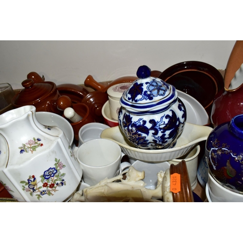 359 - SIX BOXES OF CERAMICS AND GLASSWARE, to include a Midwinter 'Cannes' pattern coffee pot, six cups, f... 