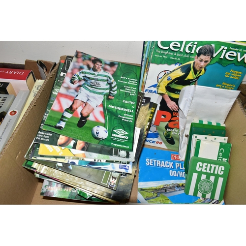 371 - FOUR BOXES OF BOOKS AND A COLLECTION OF CELTIC FOOTBALL PROGRAMMES, to include over eighty Celtic fo... 