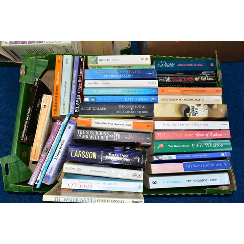 373 - FIVE BOXES OF BOOKS, assorted miscellaneous titles, approximately sixty paperbacks and approximately... 