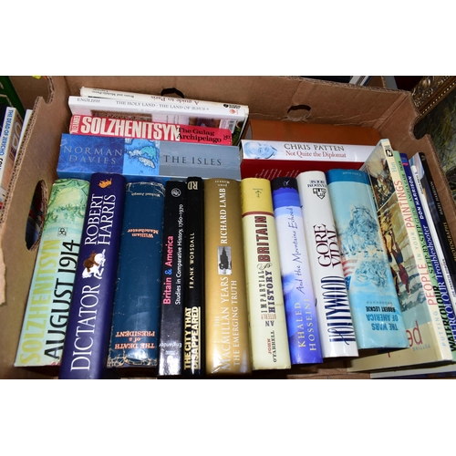 373 - FIVE BOXES OF BOOKS, assorted miscellaneous titles, approximately sixty paperbacks and approximately... 