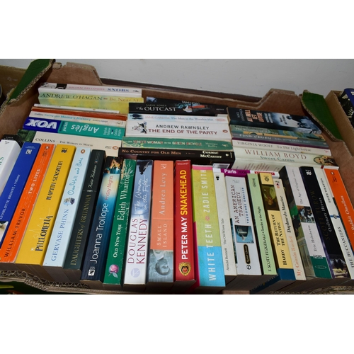 373 - FIVE BOXES OF BOOKS, assorted miscellaneous titles, approximately sixty paperbacks and approximately... 