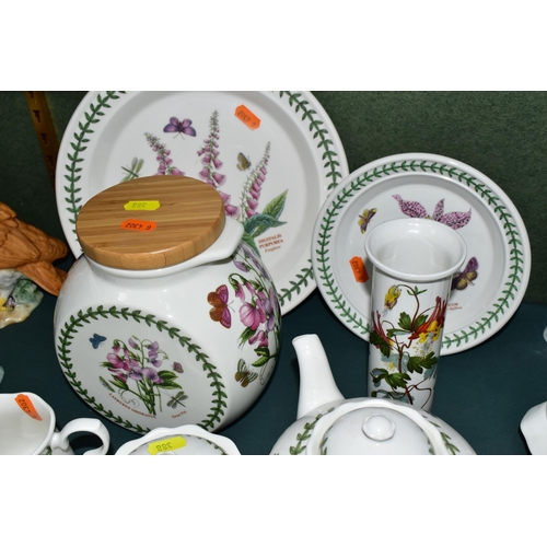 388 - EIGHT PIECES OF PORTMEIRION BOTANIC GARDEN, comprising a teapot, a biscuit barrel, a rolling pin, a ... 