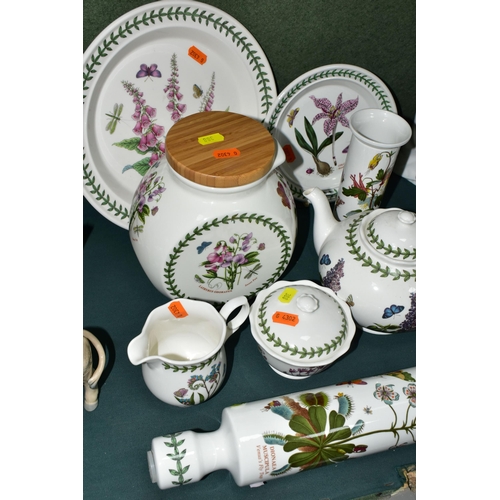 388 - EIGHT PIECES OF PORTMEIRION BOTANIC GARDEN, comprising a teapot, a biscuit barrel, a rolling pin, a ... 