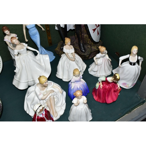 389 - TWELVE ROYAL DOULTON FIGURINES AND OTHER FIGURES, comprising Royal Doulton Georgina HN2377, Marie HN... 