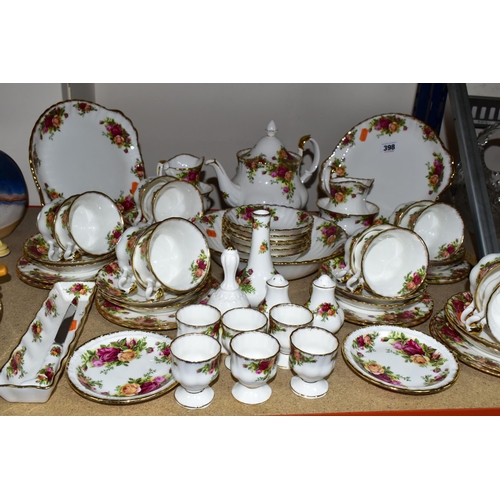 398 - A COLLECTION OF ROYAL ALBERT 'OLD COUNTRY ROSES' TEAWARES, comprising teapot, two trinket dishes, on... 