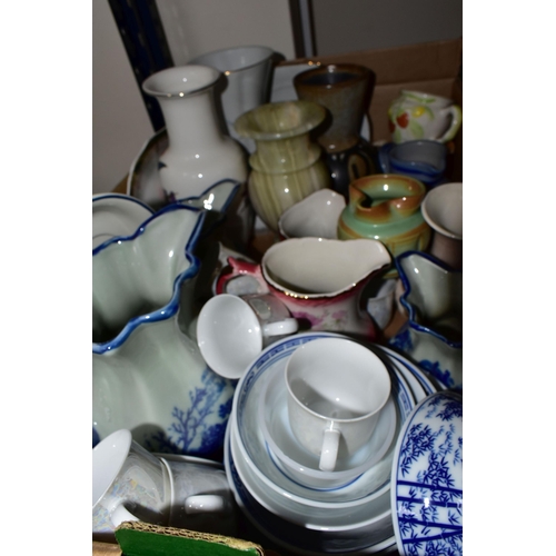 399 - FOUR BOXES OF CERAMICS, CUT GLASS AND GLASSWARES, to include a small stein, crystal rose bowl golf t... 