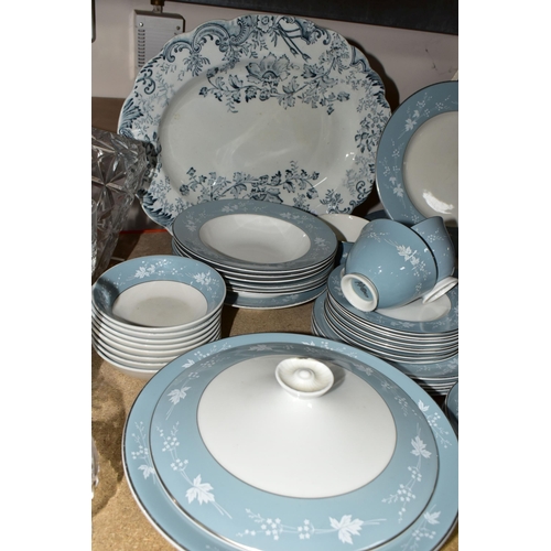 409 - A GROUP OF ROYAL DOULTON 'REFLECTION' PATTERN T.C 1008 DINNERWARES, comprising two covered tureens, ... 