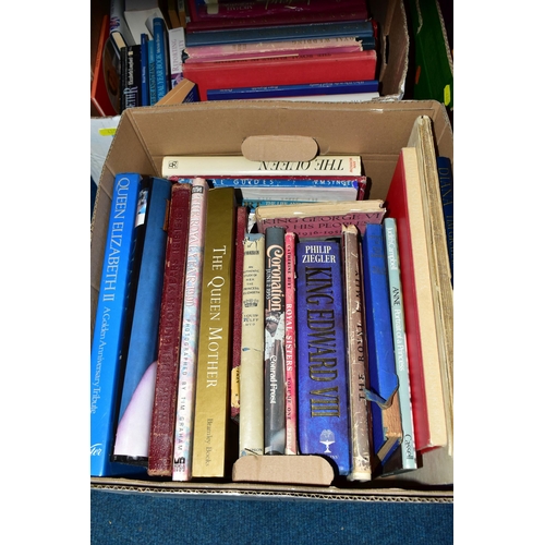 420 - FIVE BOXES OF BOOKS  containing approximately 130 titles on the subject of 20th century Royalty, mos... 