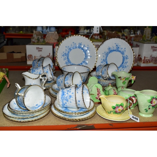 A ROYAL ALBERT CHINA TEA SET PATTERN 1382, a pale blue floral design on ...