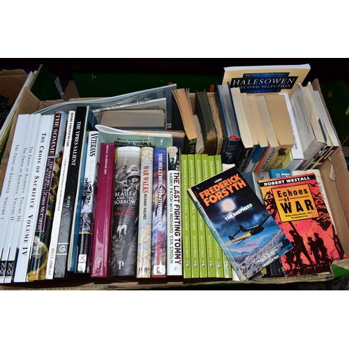 452 - THREE BOXES OF BOOKS & EPHEMERA containing approximately seventy miscellaneous titles in hardback an... 