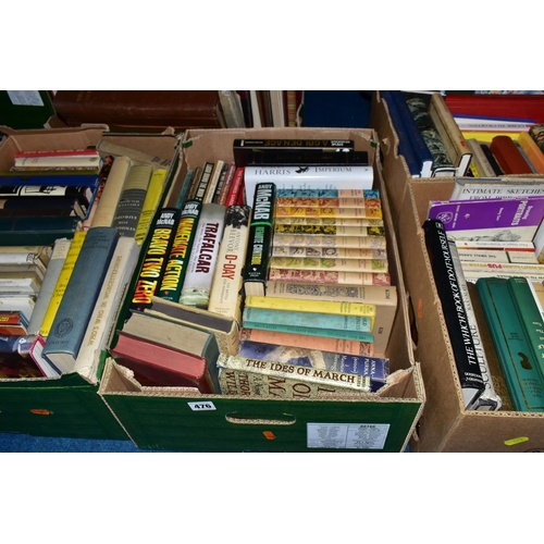 476 - SEVEN BOXES OF BOOKS & MAPS containing over 200 miscellaneous titles in hardback and paperback forma... 