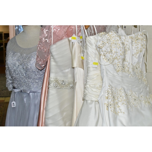 477 - NINE ASSORTED STYLE WEDDING DRESSES, end of season stock clearance (may have slight marks or very mi... 