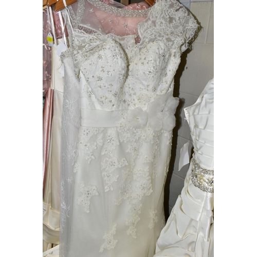 477 - NINE ASSORTED STYLE WEDDING DRESSES, end of season stock clearance (may have slight marks or very mi... 