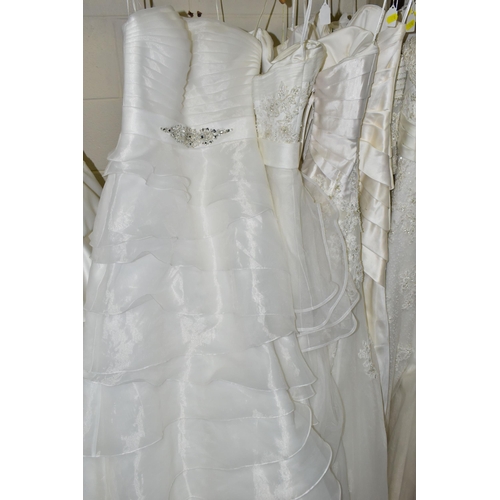 478 - NINE ASSORTED STYLE WEDDING DRESSES, end of season stock clearance (may have slight marks or minor d... 