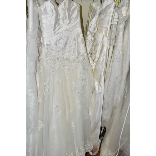 478 - NINE ASSORTED STYLE WEDDING DRESSES, end of season stock clearance (may have slight marks or minor d... 