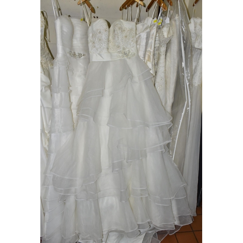 478 - NINE ASSORTED STYLE WEDDING DRESSES, end of season stock clearance (may have slight marks or minor d... 