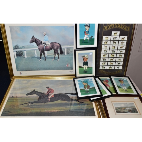 481 - A SMALL QUANTITY OF HORSE RACING RELATED PRINTS ETC, comprising three limited edition prints publish... 