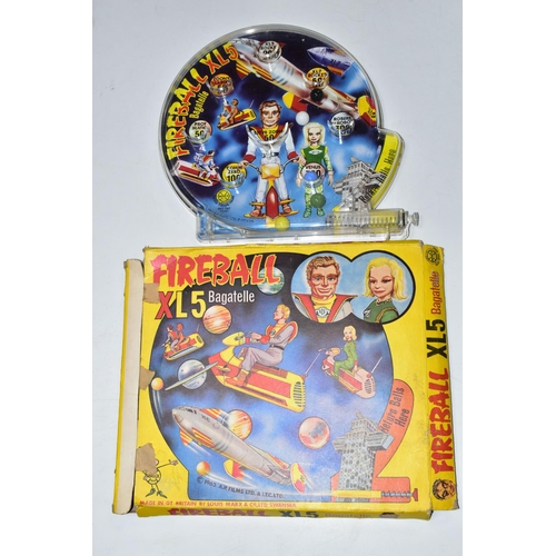 498 - A BOXED MARX FIREBALL XL5 BAGATELLE GAME, appears complete and in good condition with some minor scr... 