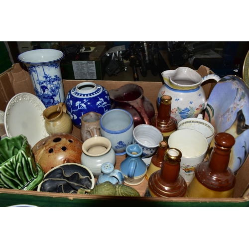 501 - FOUR BOXES OF CERAMICS, to include a collection of art pottery, including Furness Pottery, Glenshee ... 