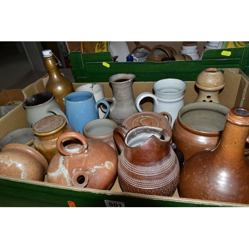 501 - FOUR BOXES OF CERAMICS, to include a collection of art pottery, including Furness Pottery, Glenshee ... 