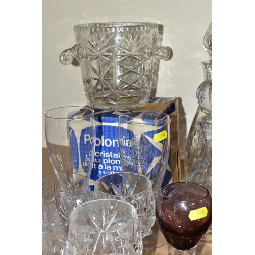 508 - A QUANTITY OF CUT CRYSTAL, comprising a boxed French lead crystal Polonia ice bucket, two Stuart Cry... 