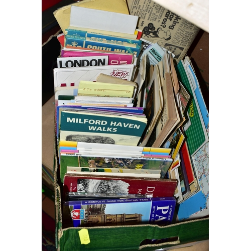 510 - FOUR BOXES OF BOOKS AND MAPS, to include approximately seventy books in hardback and paperback forma... 