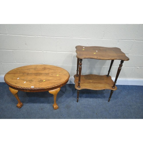 1198 - A SELECTION OF OCCASIONAL FURNITURE, to include a mahogany two tier stand, with a single drawer, an ... 