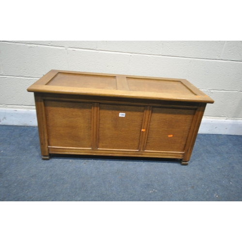 1269 - A MODERN PINE PANNELED BLANKET BOX, with a hinged lid, width 97cm x depth 45cm x height 47cm (condit... 